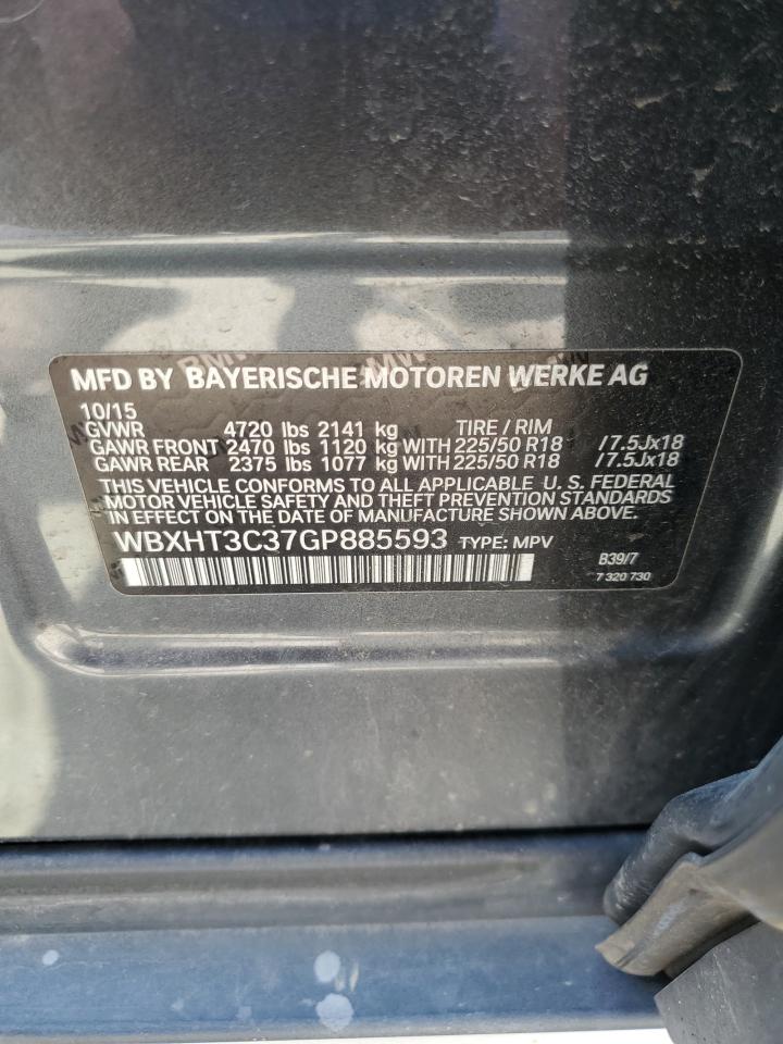 2016 BMW X1 xDrive28I VIN: WBXHT3C37GP885593 Lot: 61763145