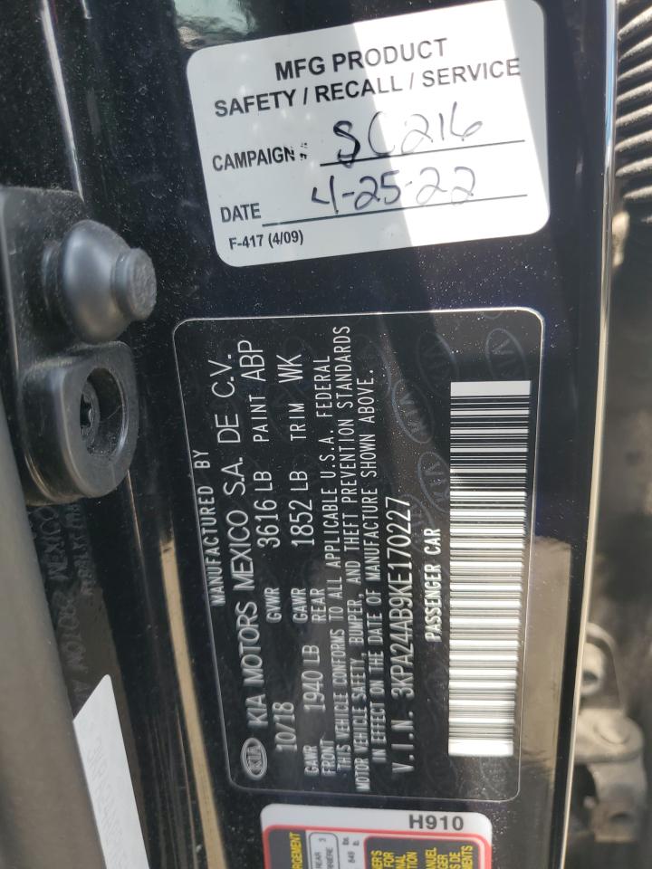 2019 Kia Rio S VIN: 3KPA24AB9KE170227 Lot: 61049685