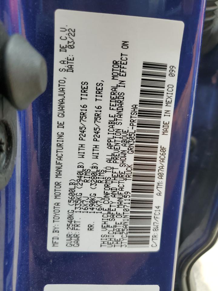 2022 Toyota Tacoma Double Cab VIN: 3TYCZ5AN1NT071159 Lot: 59204065