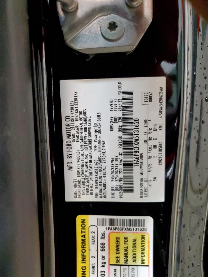 2021 Ford Mustang Gt VIN: 1FA6P8CFXM5131620 Lot: 62564055