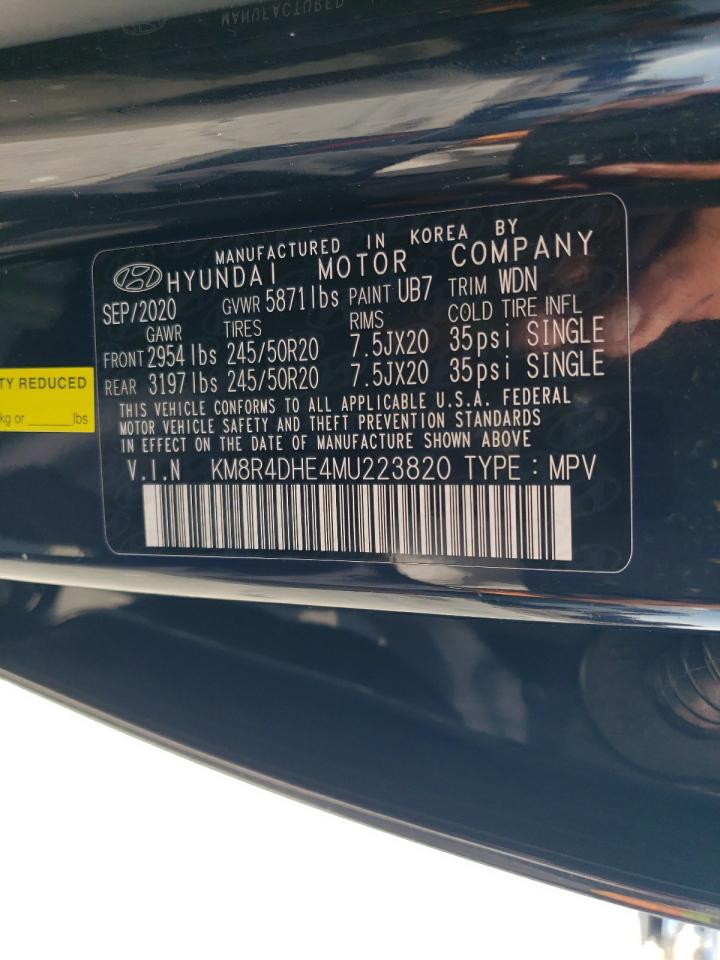 2021 Hyundai Palisade Sel VIN: KM8R4DHE4MU223820 Lot: 60308205