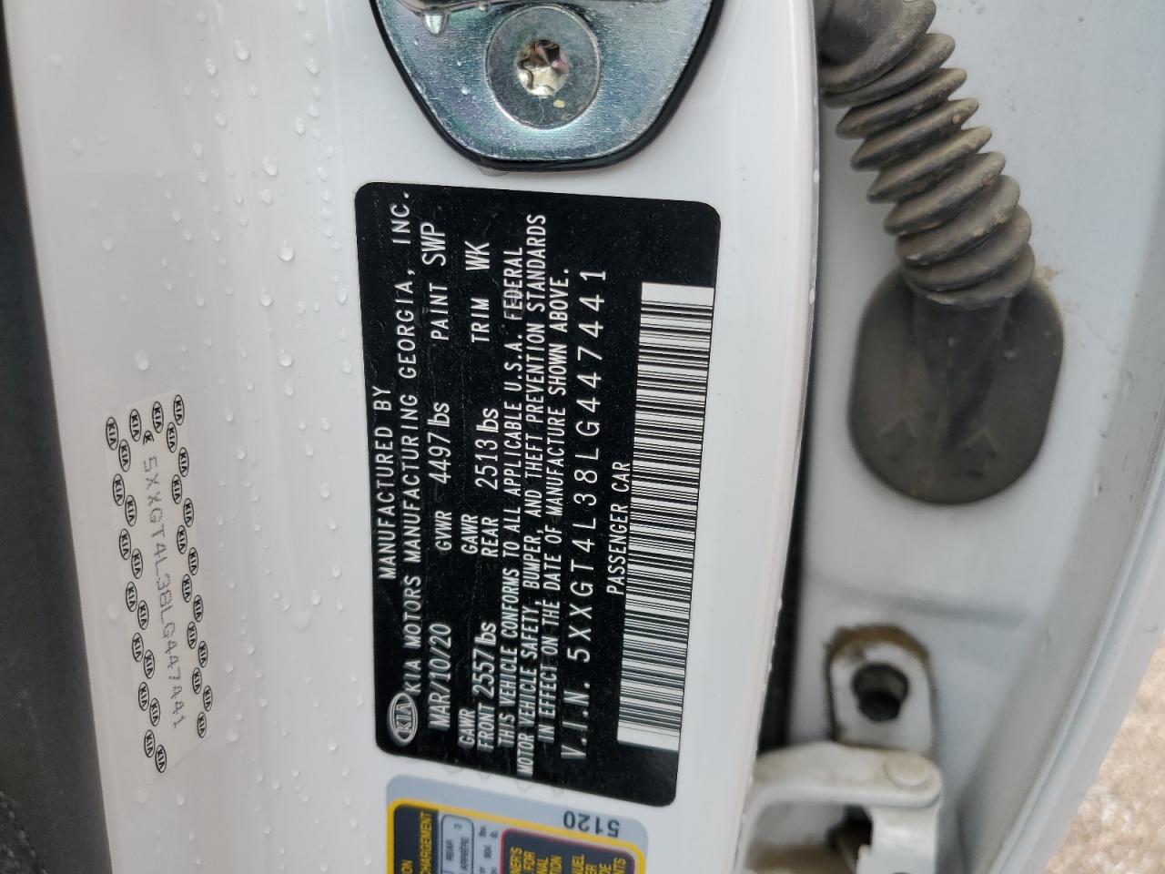 2020 Kia Optima Lx VIN: 5XXGT4L38LG447441 Lot: 62332215