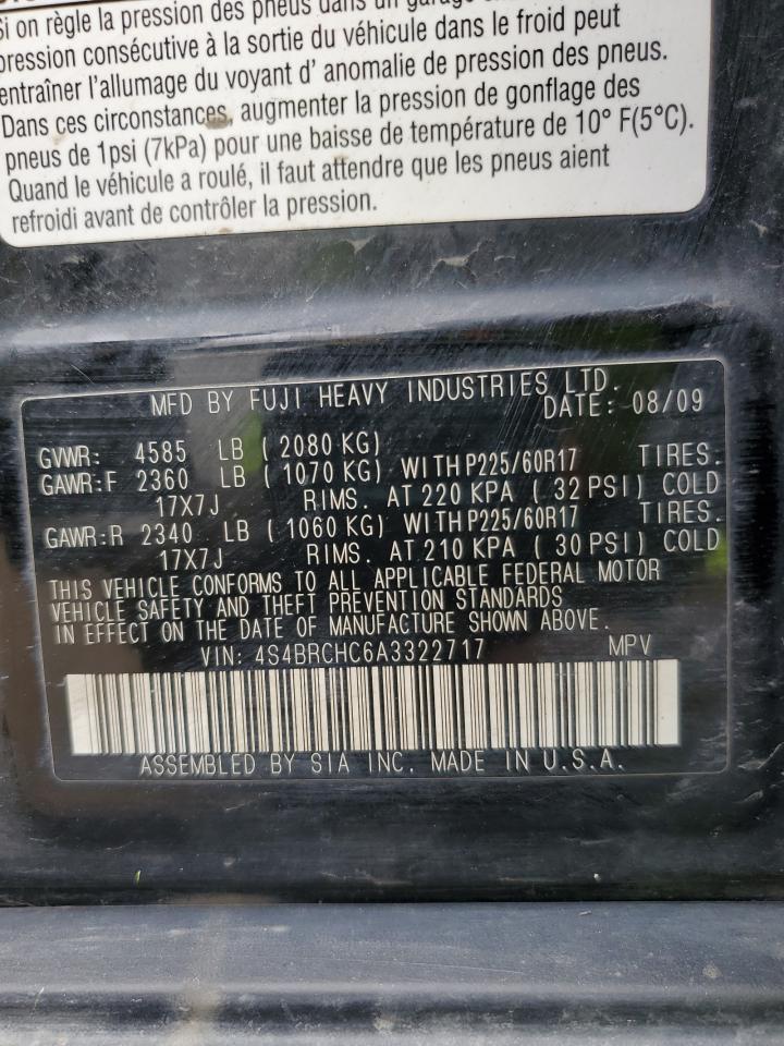 2010 Subaru Outback 2.5I Premium VIN: 4S4BRCHC6A3322717 Lot: 60832325