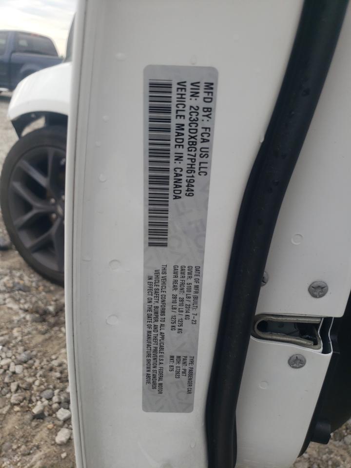 2023 Dodge Charger Sxt VIN: 2C3CDXBG7PH619449 Lot: 62509105