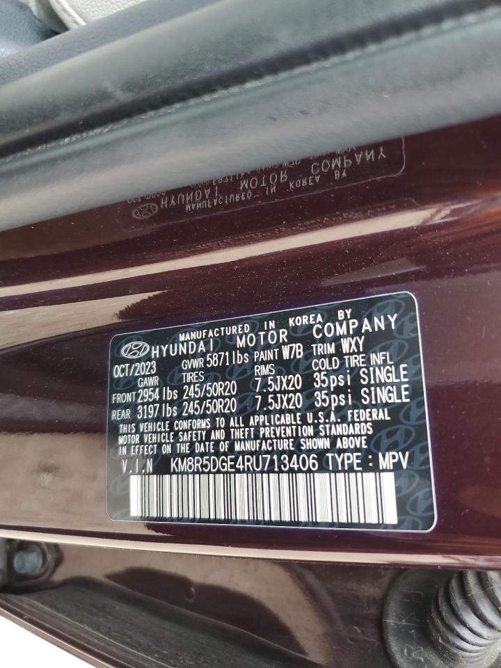 2024 Hyundai Palisade Limited VIN: KM8R5DGE4RU713406 Lot: 58007435