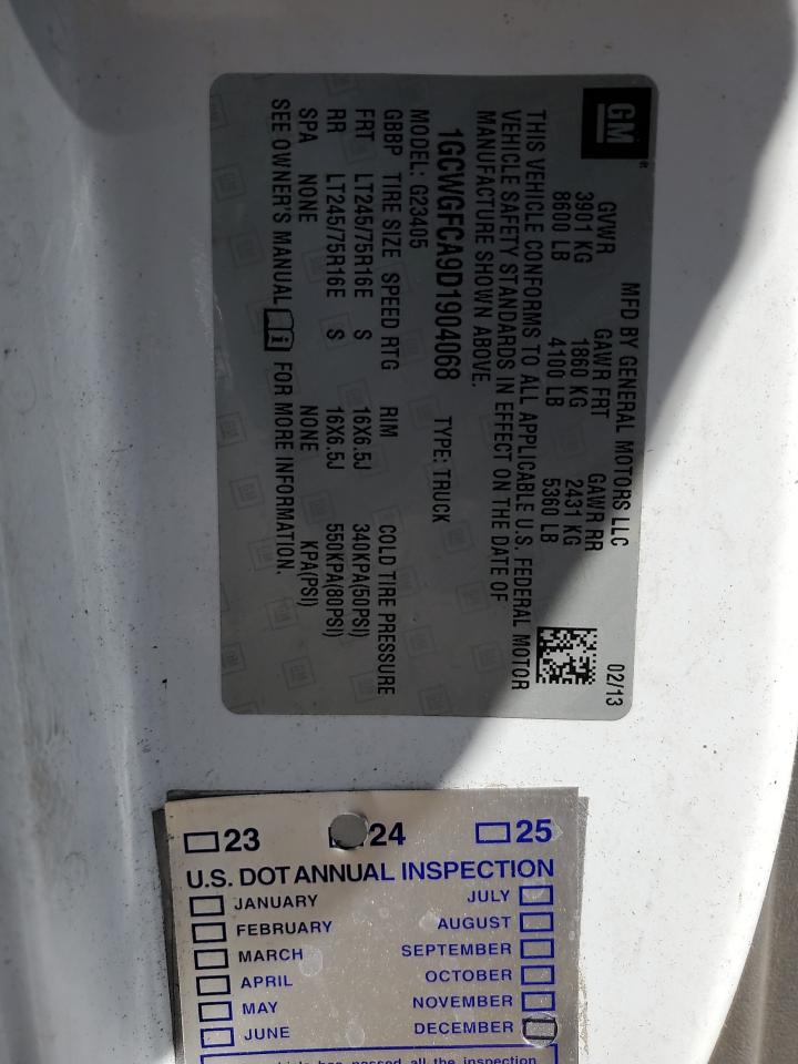 2013 Chevrolet Express G2500 VIN: 1GCWGFCA9D1904068 Lot: 61048925