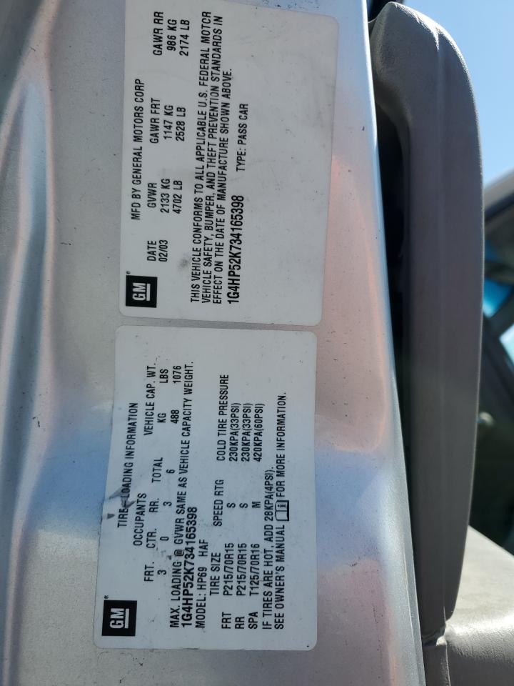 2003 Buick Lesabre Custom VIN: 1G4HP52K734165398 Lot: 62972675