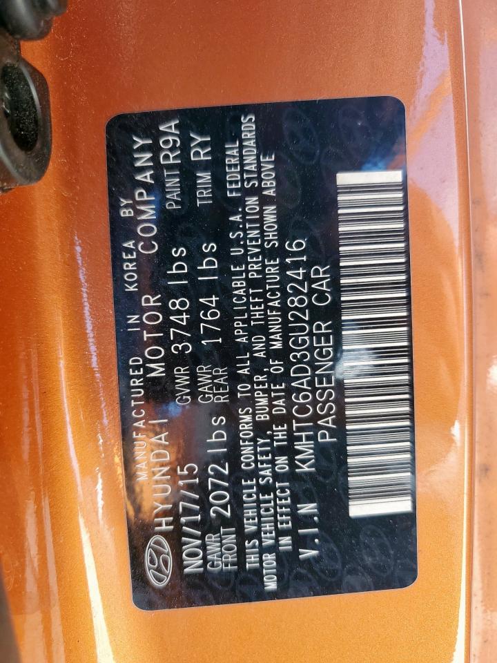 2016 Hyundai Veloster VIN: KMHTC6AD3GU282416 Lot: 60333645