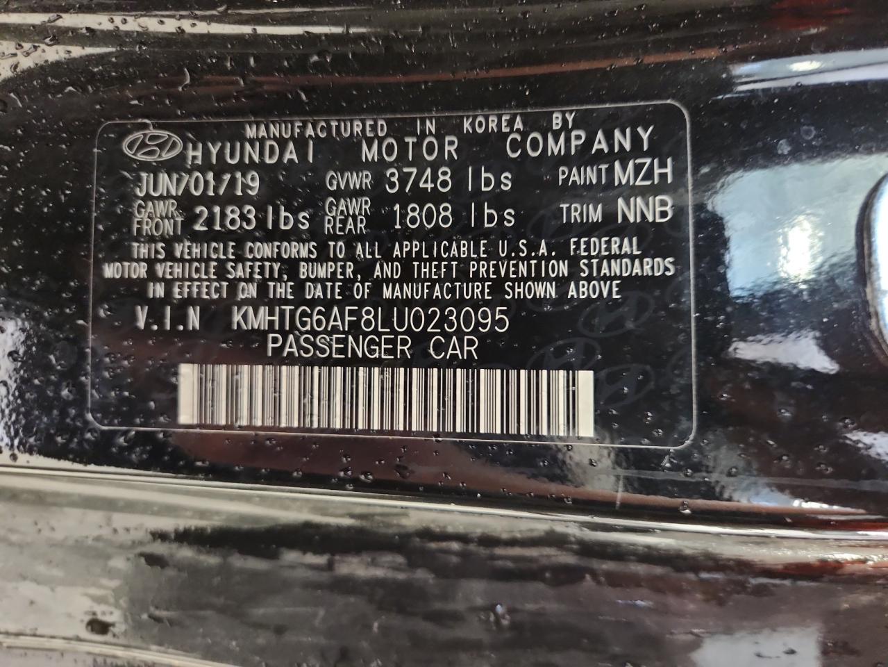 2020 Hyundai Veloster Base VIN: KMHTG6AF8LU023095 Lot: 59841145