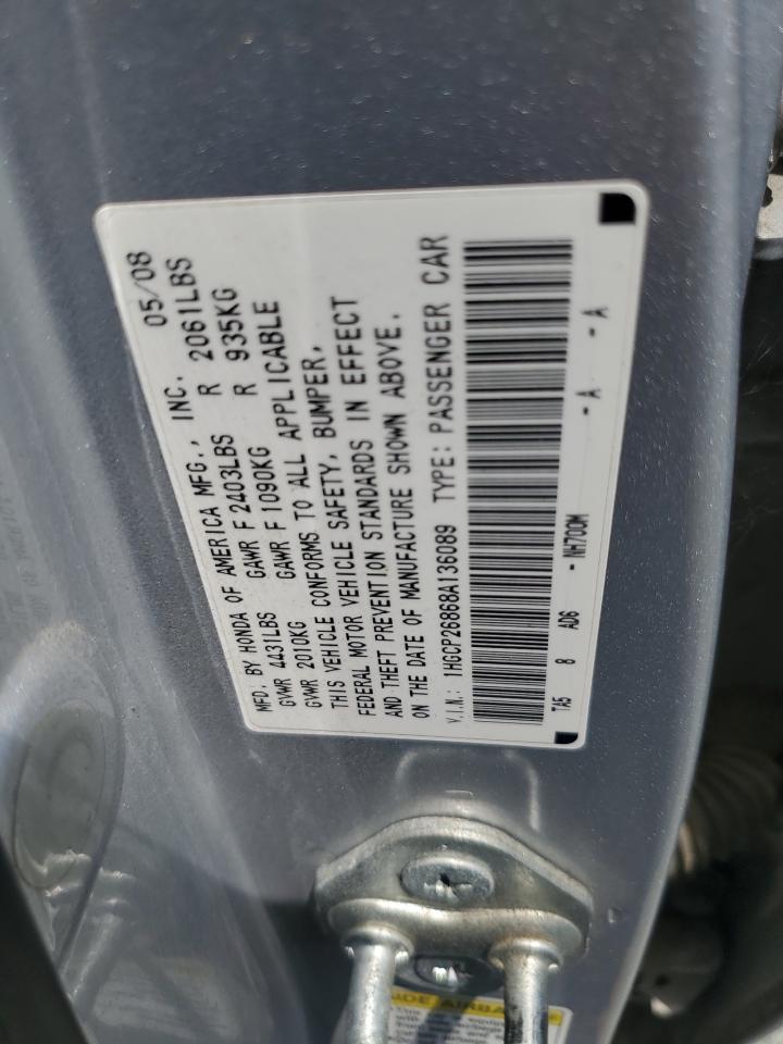 2008 Honda Accord Exl VIN: 1HGCP26868A136089 Lot: 62670985