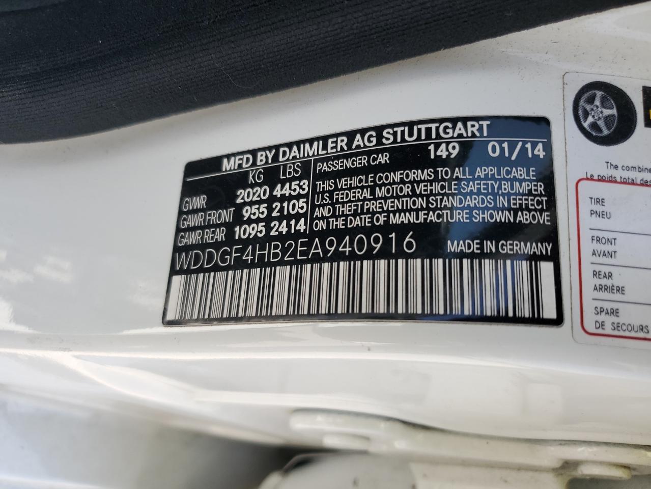 MERCEDES-BENZ C-CLASS 2014 VIN WDDGF4HB2EA940916 фото 12