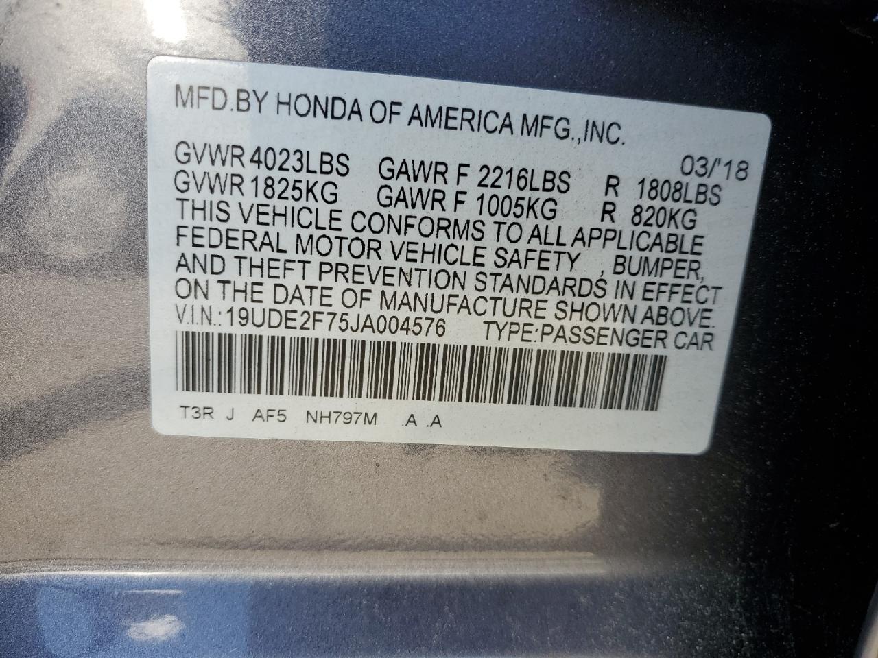 2018 Acura Ilx Premium VIN: 19UDE2F75JA004576 Lot: 59113715