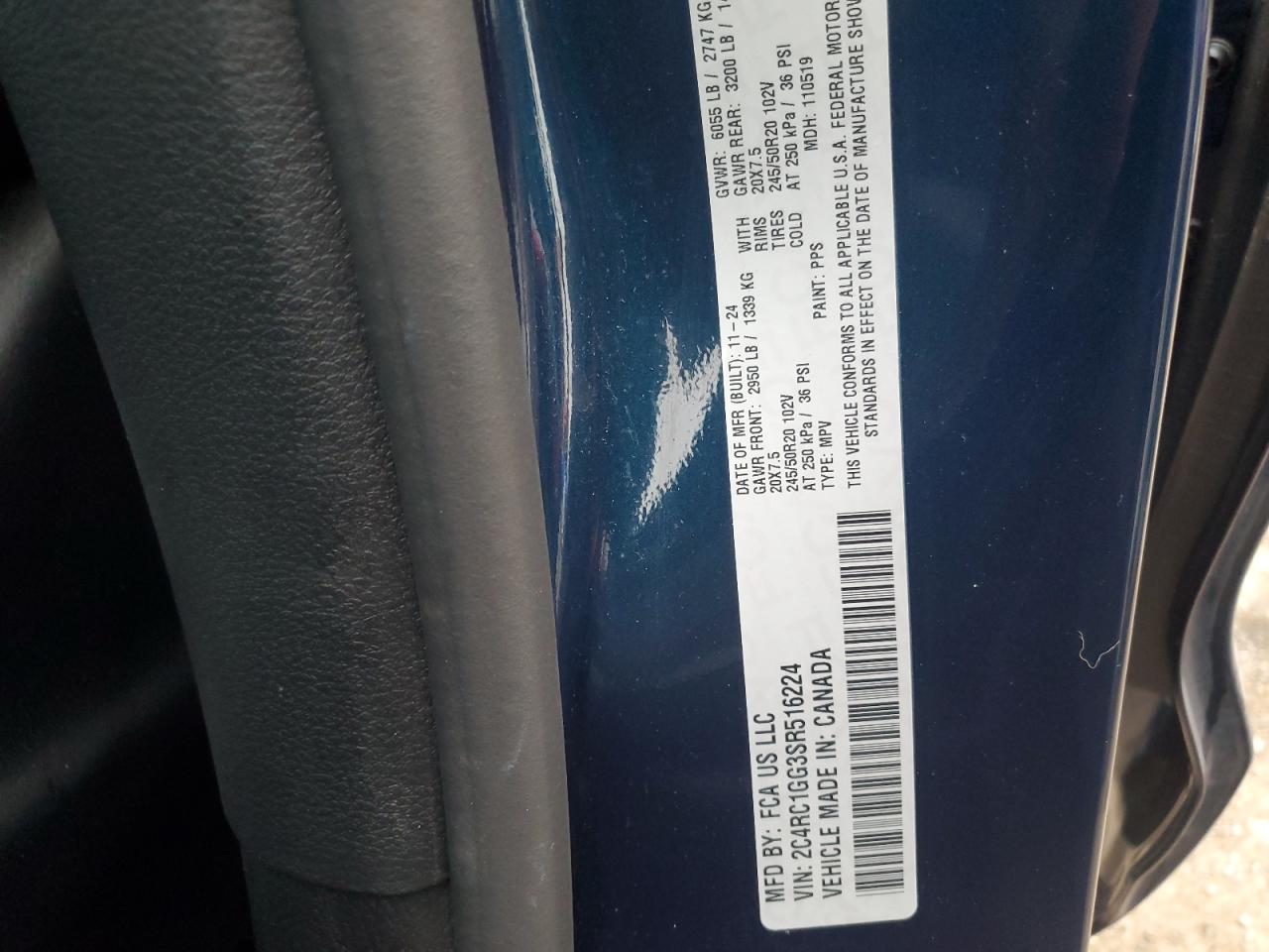 2025 Chrysler Pacifica Limited VIN: 2C4RC1GG3SR516224 Lot: 59814605