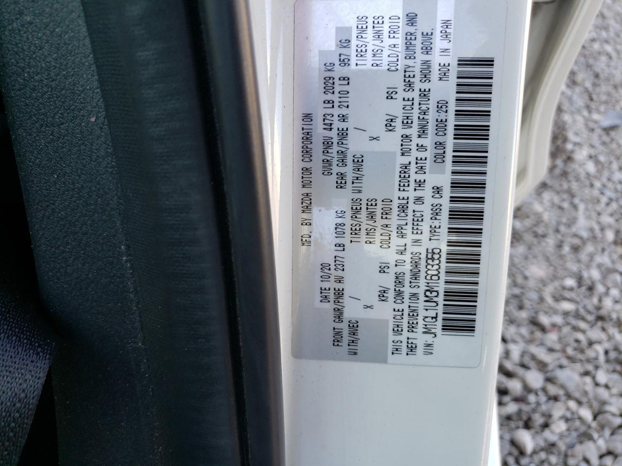 2021 Mazda 6 Touring VIN: JM1GL1VM3M1603355 Lot: 59879225