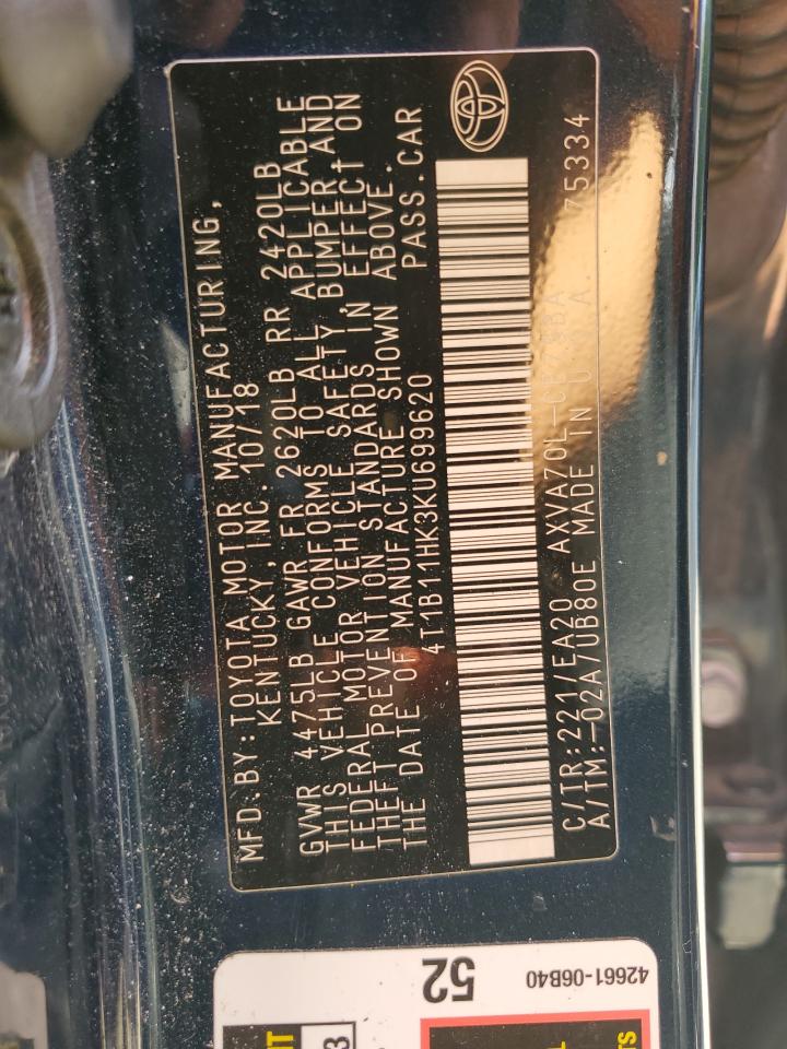 TOYOTA CAMRY 2019 VIN 4T1B11HK3KU699620 фото 12