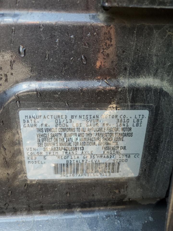 2013 Nissan Sentra S VIN: 3N1AB7AP4DL669113 Lot: 62186735