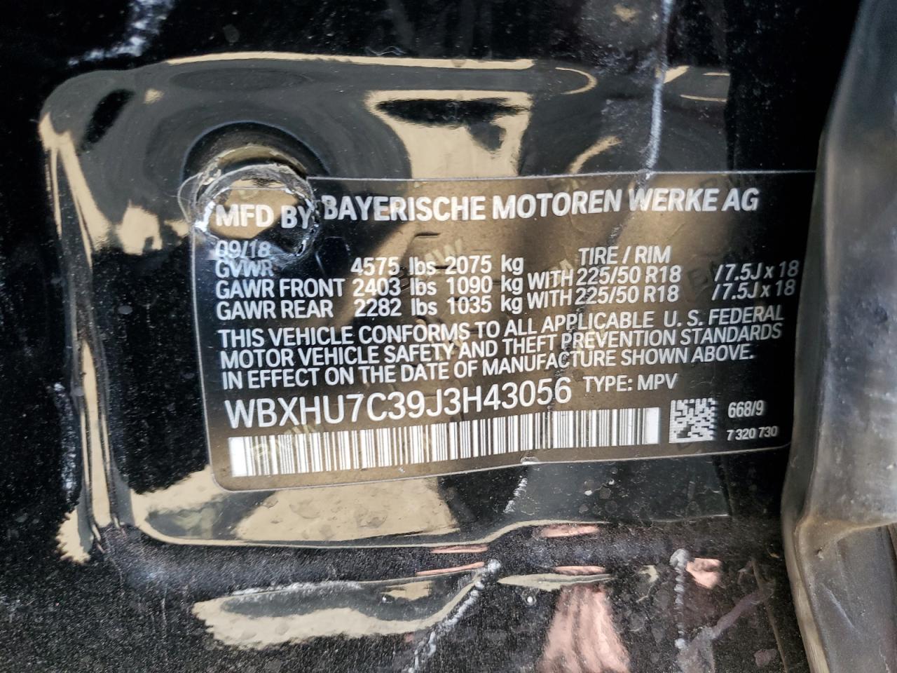 2018 BMW X1 Sdrive28I VIN: WBXHU7C39J3H43056 Lot: 60555245