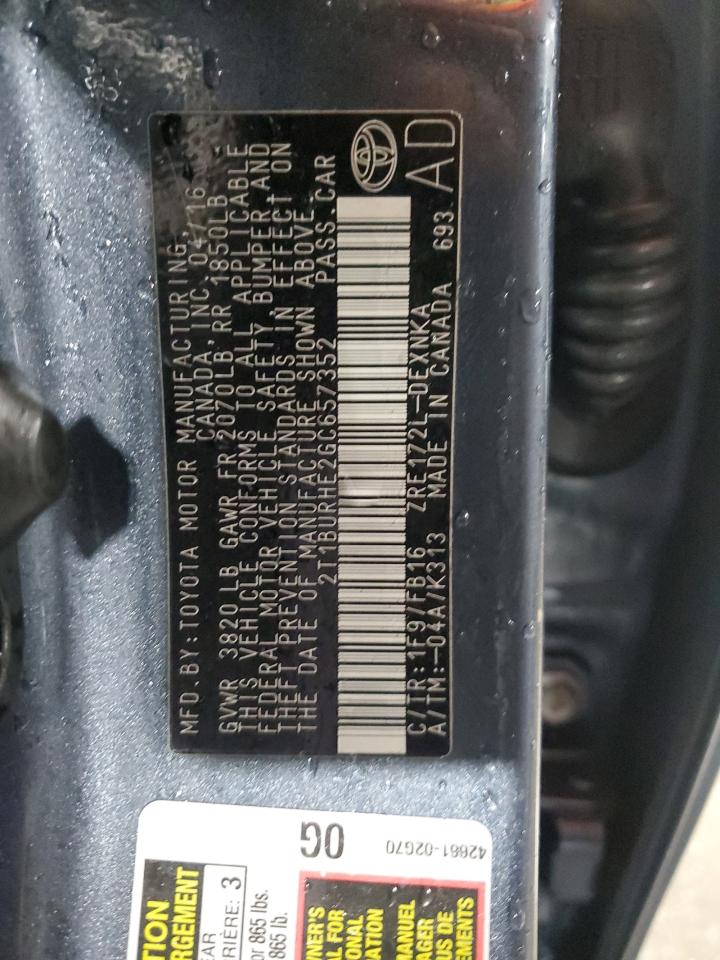 TOYOTA COROLLA 2016 VIN 2T1BURHE2GC657352 фото 13