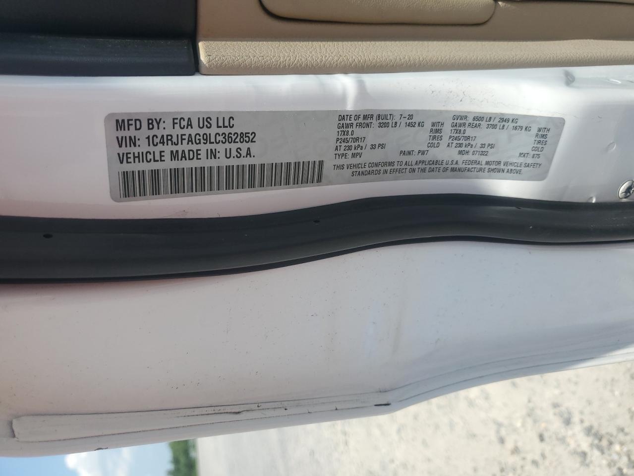 JEEP GRAND CHER 2020 VIN 1C4RJFAG9LC362852 фото 13