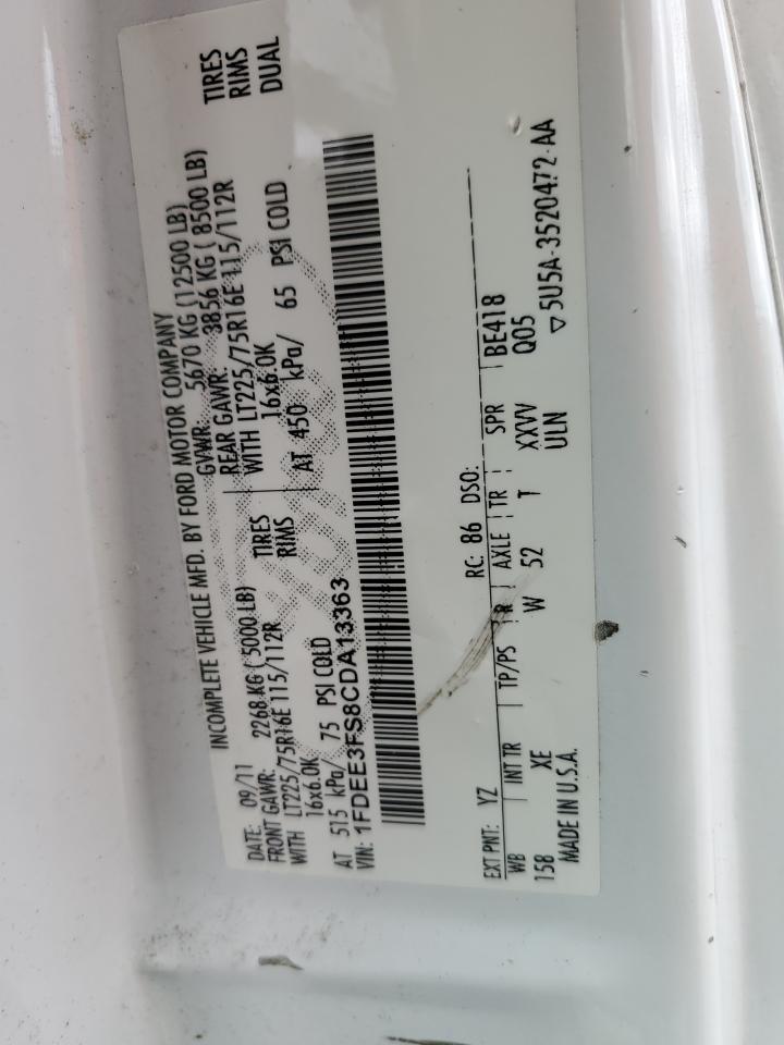 2012 Ford Econoline E350 Super Duty Cutaway Van VIN: 1FDEE3FS8CDA13363 Lot: 60846195