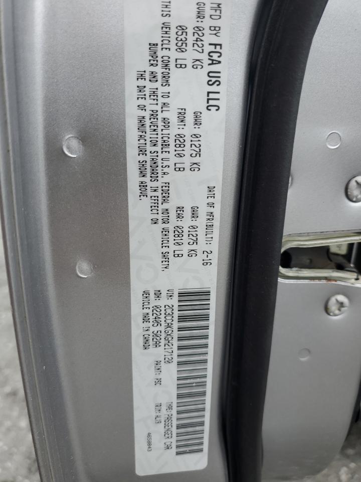 2016 Chrysler 300C VIN: 2C3CCAKGXGH217120 Lot: 62808665