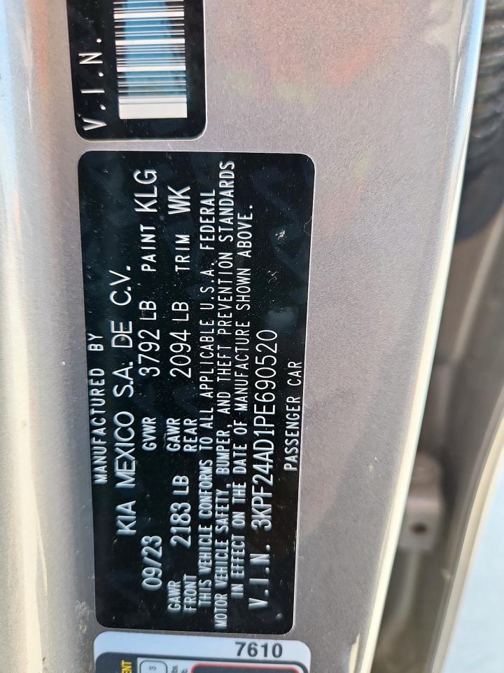 2023 Kia Forte Lx VIN: 3KPF24AD1PE690520 Lot: 62668335