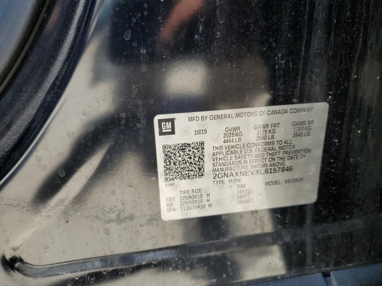 2020 Chevrolet Equinox Premier VIN: 2GNAXNEVXL6157846 Lot: 61673815