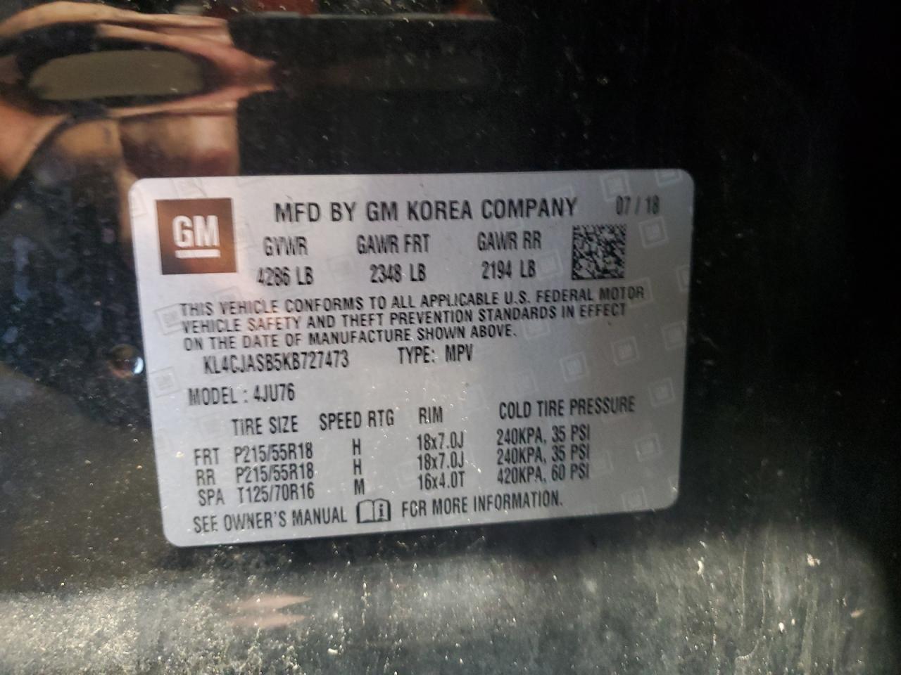 kl4cjasb5kb727473 KL4CJASB5KB727473 2019 Buick Encore Preferred