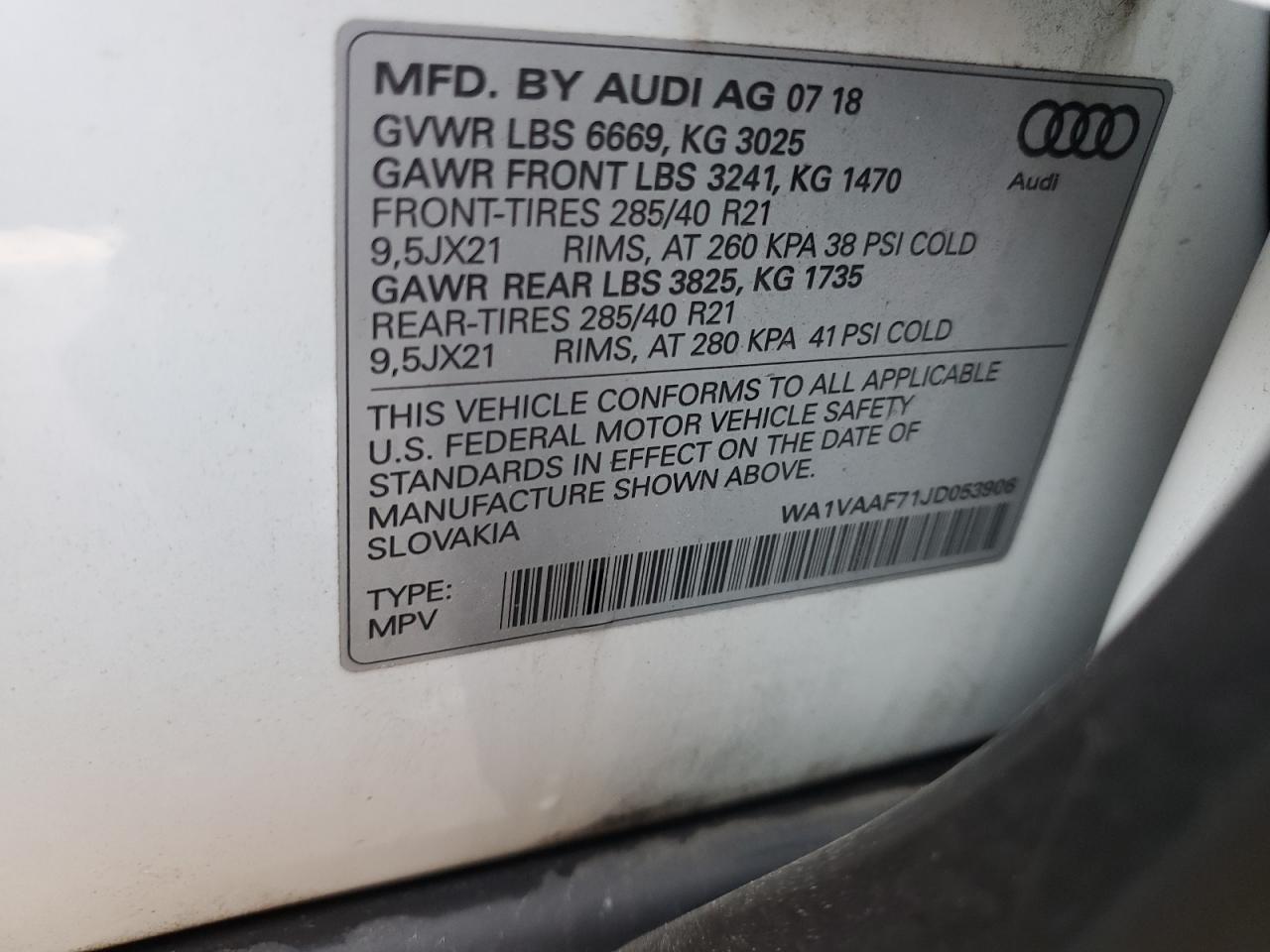 2018 Audi Q7 Prestige VIN: WA1VAAF71JD053906 Lot: 60573765