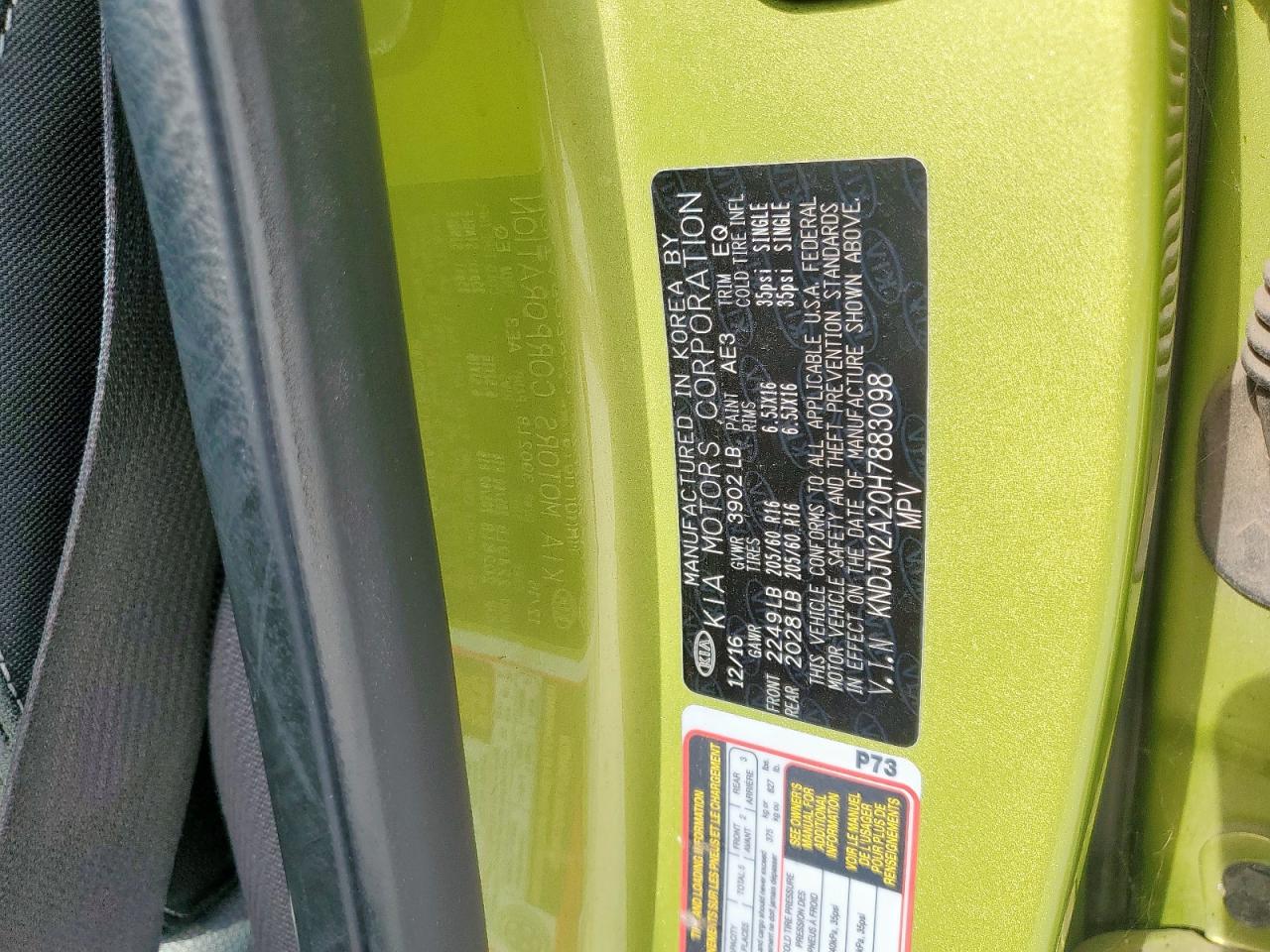 2017 Kia Soul VIN: KNDJN2A20H7883098 Lot: 61677775