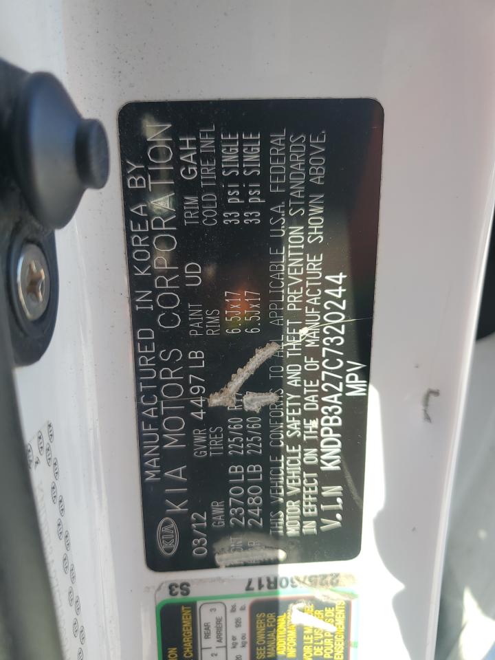 2012 Kia Sportage Base VIN: KNDPB3A27C7320244 Lot: 61153185