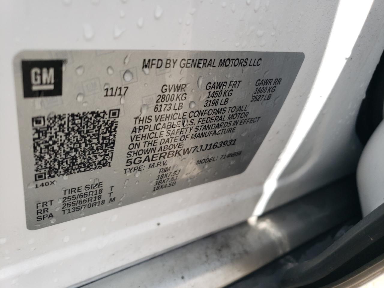 2018 Buick Enclave Essence VIN: 5GAERBKW7JJ163931 Lot: 60917945