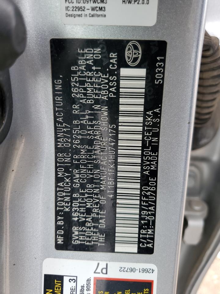 2017 Toyota Camry Le VIN: 4T1BF1FK1HU747175 Lot: 55847465