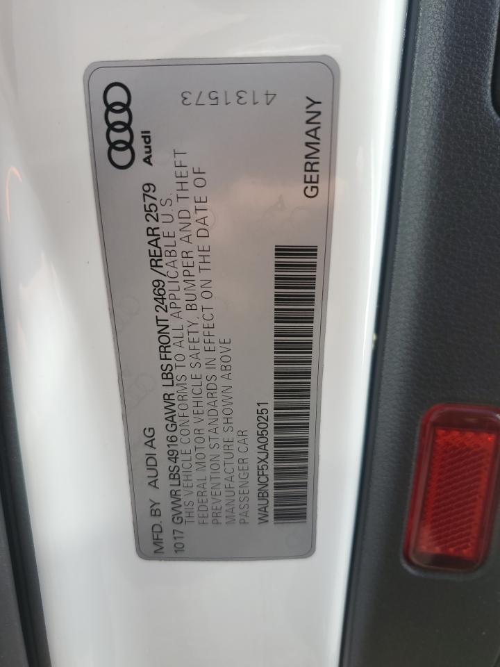 2018 Audi A5 Premium Plus VIN: WAUBNCF5XJA050251 Lot: 61837905