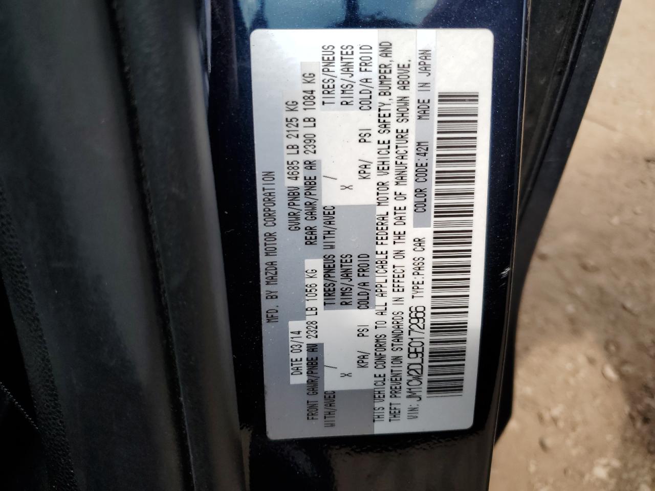 2014 Mazda 5 Grand Touring VIN: JM1CW2DL9E0172966 Lot: 61300835