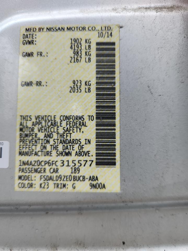 2015 Nissan Leaf S VIN: 1N4AZ0CP6FC315577 Lot: 60793225