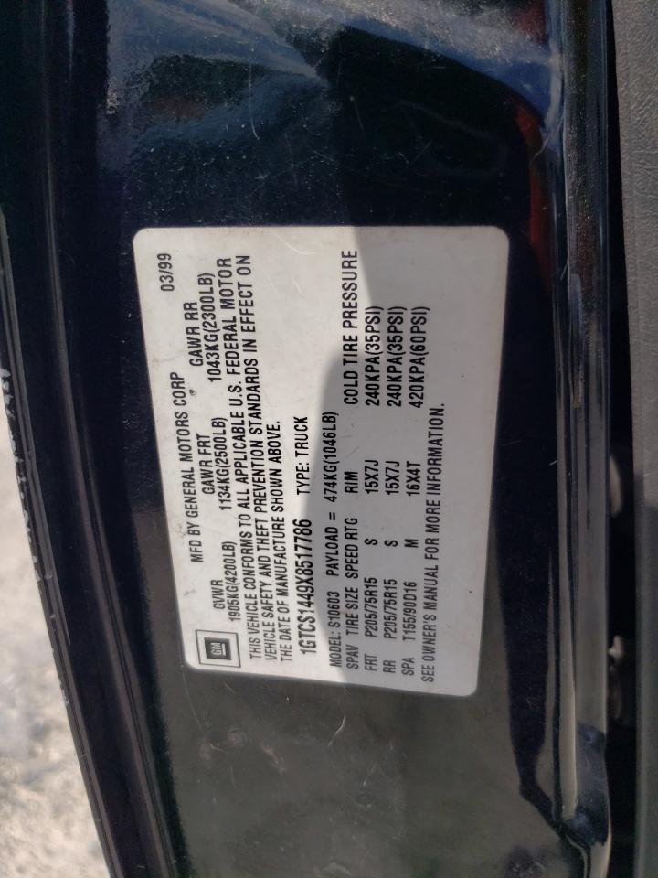 1999 GMC Sonoma VIN: 1GTCS1449X8517786 Lot: 61227165