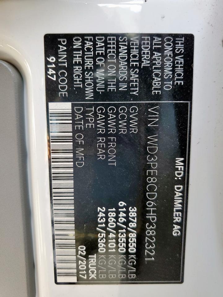 2019 Mercedes-Benz Sprinter 2500 VIN: WD3PE8CD6HP382321 Lot: 60629815