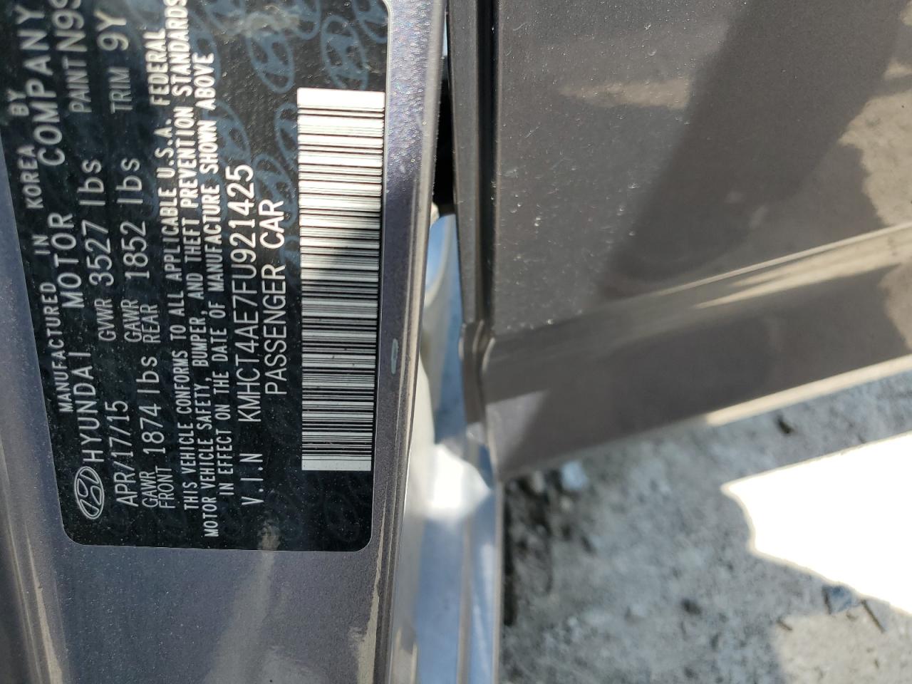 2015 Hyundai Accent Gls VIN: KMHCT4AE7FU921425 Lot: 62197395