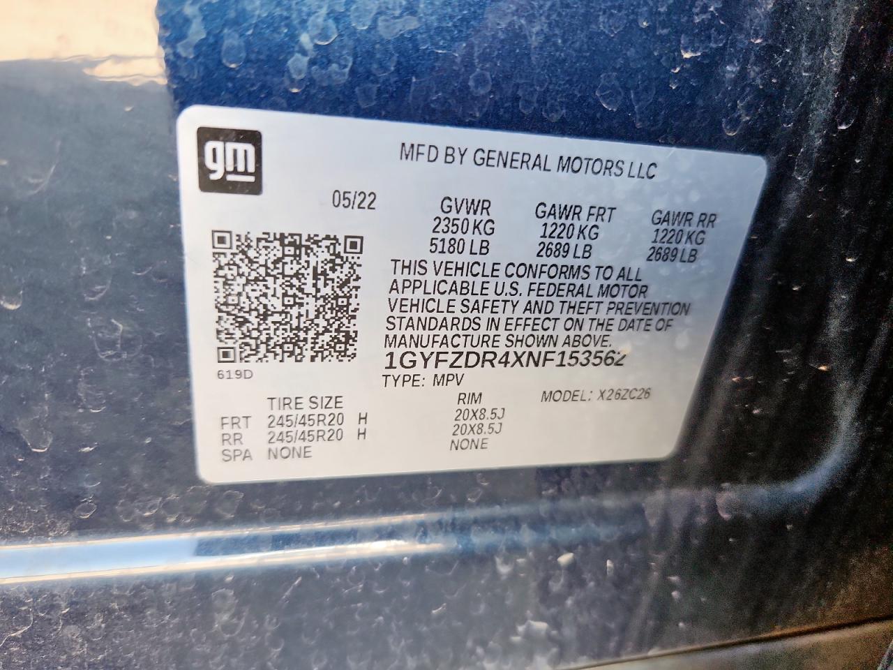 2022 Cadillac Xt4 Premium Luxury VIN: 1GYFZDR4XNF153562 Lot: 61836005