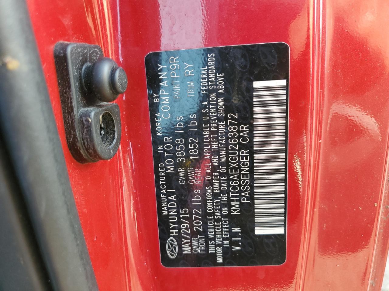2015 Hyundai Veloster Turbo VIN: KMHTC6AEXGU263872 Lot: 61378305