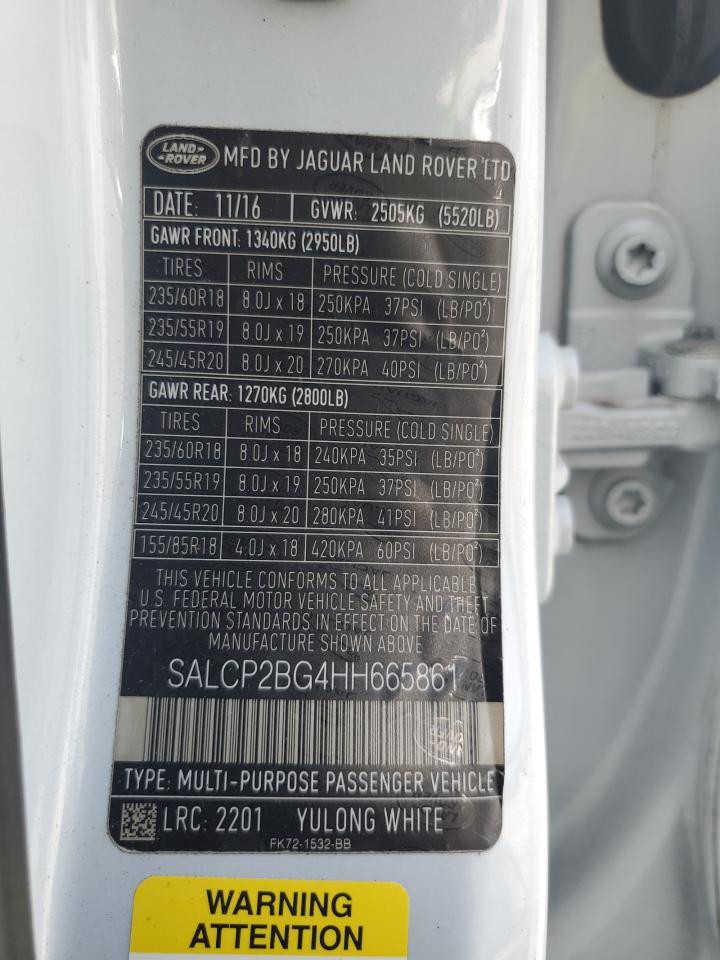 2017 Land Rover Discovery Sport Se VIN: SALCP2BG4HH665861 Lot: 61692465