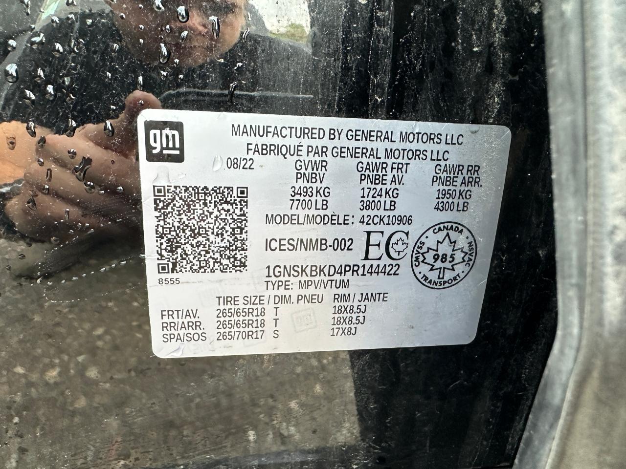 VIN: 1GNSKBKD4PR144422 2023 CHEVROLET SUBURBAN