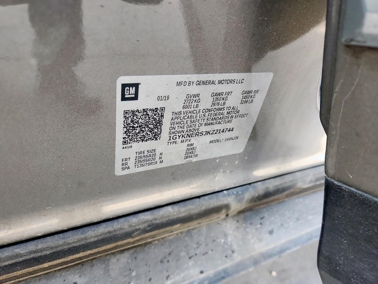 2019 Cadillac Xt5 Premium Luxury VIN: 1GYKNERS3KZ214744 Lot: 61986945