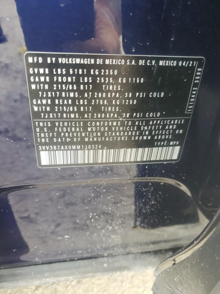 2021 Volkswagen Tiguan Se VIN: 3VV3B7AX0MM118324 Lot: 63015145