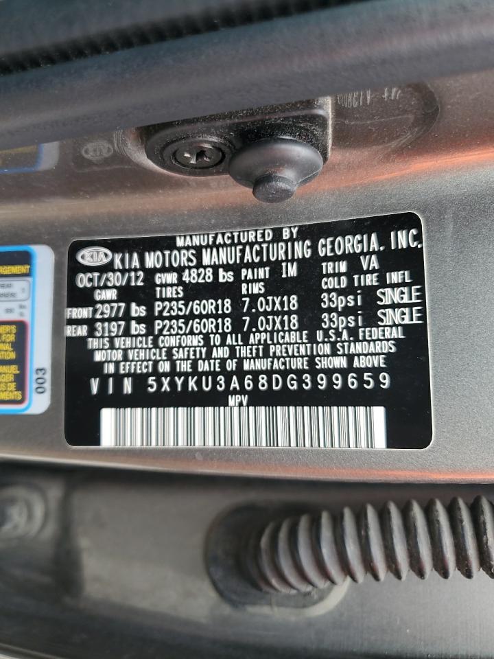 2013 Kia Sorento Ex VIN: 5XYKU3A68DG399659 Lot: 58254475