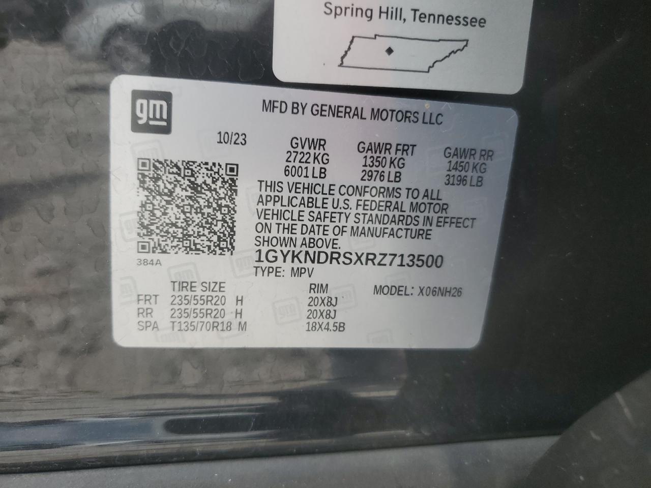 2024 Cadillac Xt5 Premium Luxury VIN: 1GYKNDRSXRZ13500 Lot: 62160985