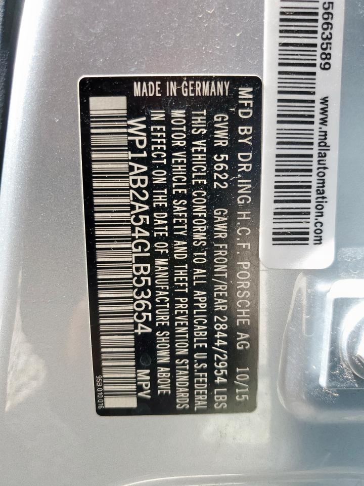 2016 Porsche Macan S VIN: WP1AB2A54GLB53654 Lot: 60560335