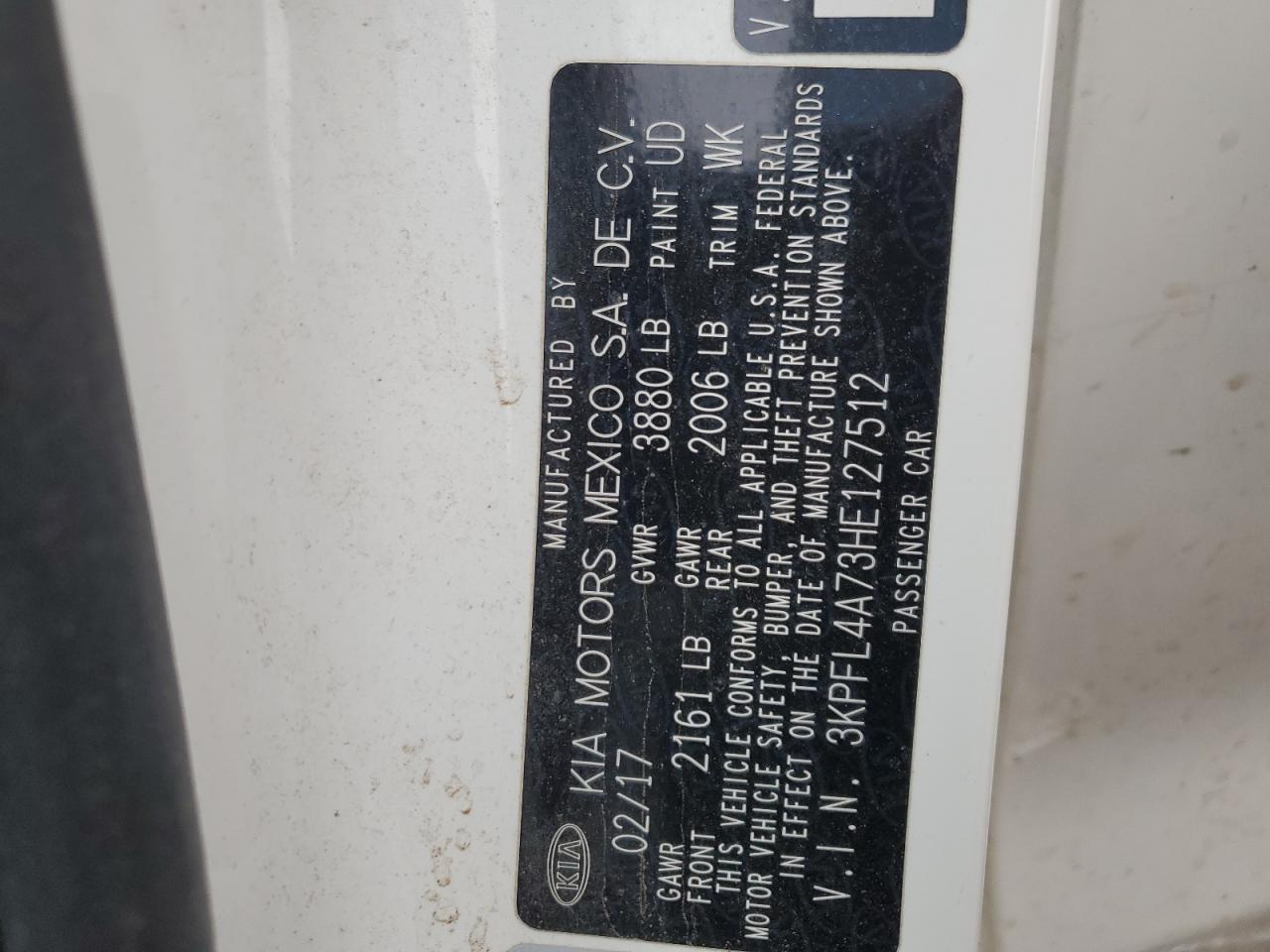 2017 Kia Forte Lx VIN: 3KPFL4A73HE127512 Lot: 59114075