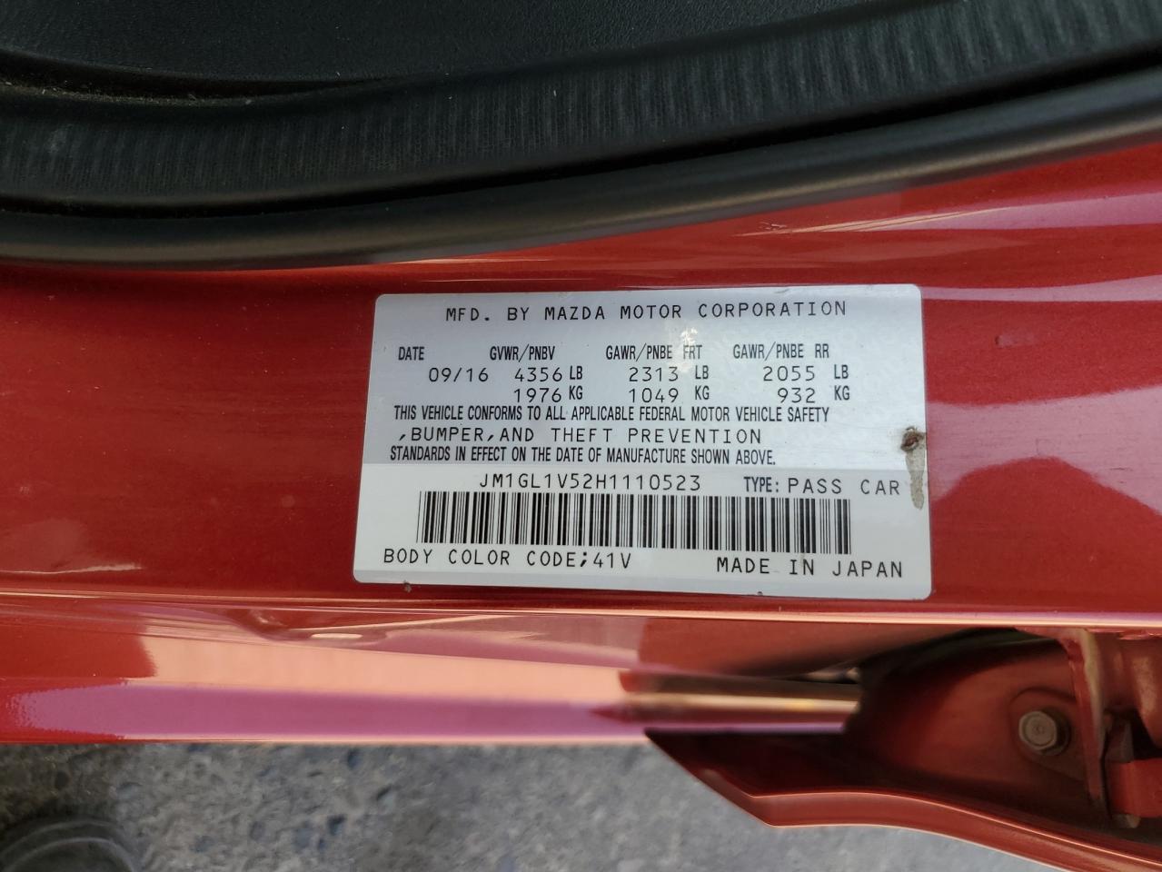 2017 Mazda 6 Touring VIN: JM1GL1V52H1110523 Lot: 61594955